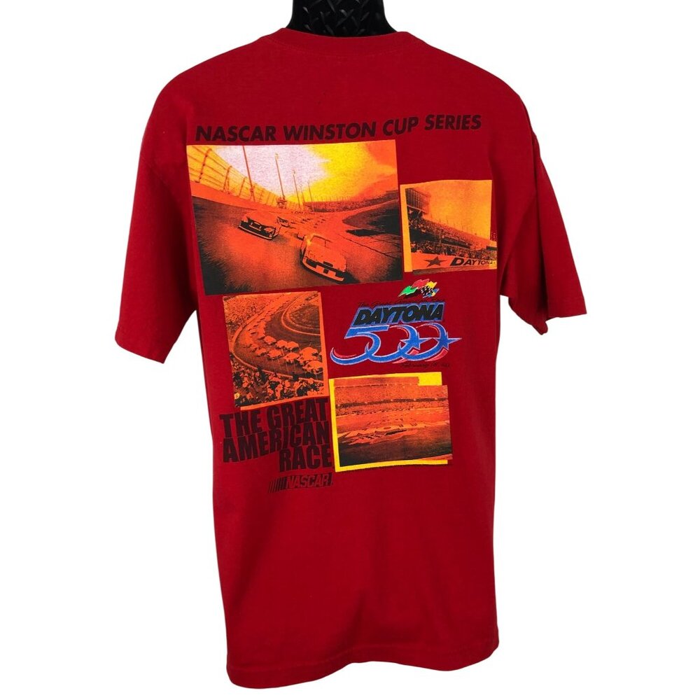 Nascar Winston Cup Series Daytona 500 Red Double Sided T-shirt Men's Size Large